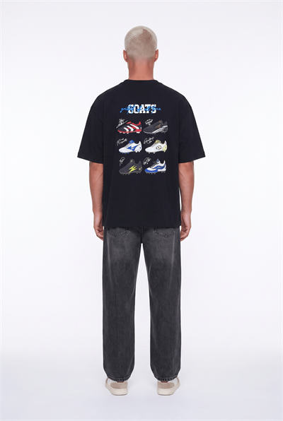 Erkek Goats Baskılı Oversize T-Shirt Siyah