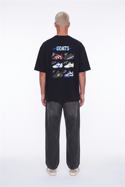 Erkek Goats Baskılı Oversize T-Shirt Siyah