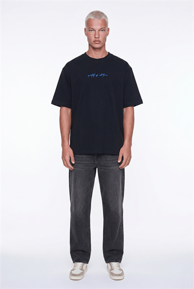 Erkek Goats Baskılı Oversize T-Shirt Siyah