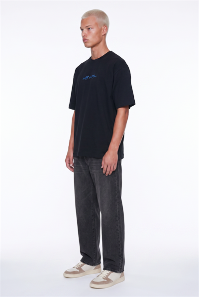 Erkek Goats Baskılı Oversize T-Shirt Siyah