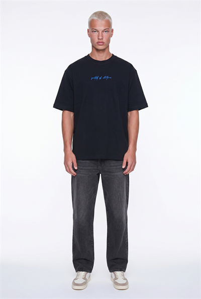 Erkek Goats Baskılı Oversize T-Shirt Siyah