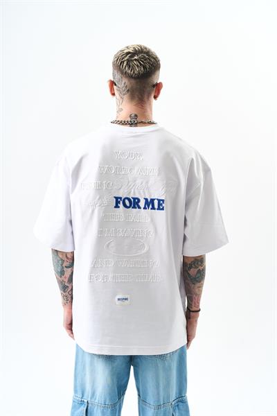 Erkek Greatest Nakışlı Oversize T-Shirt Beyaz