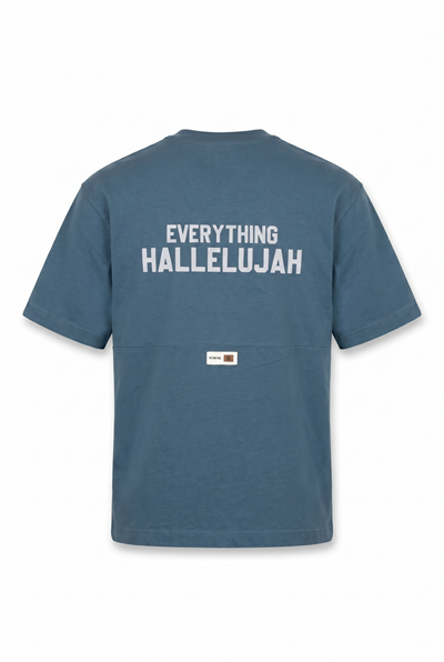 Erkek Hallelujah Baskılı Oversize T-Shirt Petrol