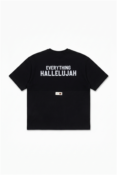 Erkek Hallelujah Baskılı Oversize T-Shirt Siyah