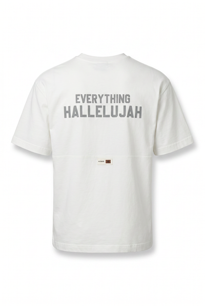 Erkek Hallelujah Baskılı Oversize T-Shirt Ekru
