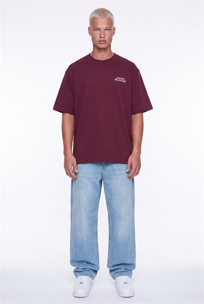 Erkek Hallelujah Baskılı Oversize T-Shirt Bordo