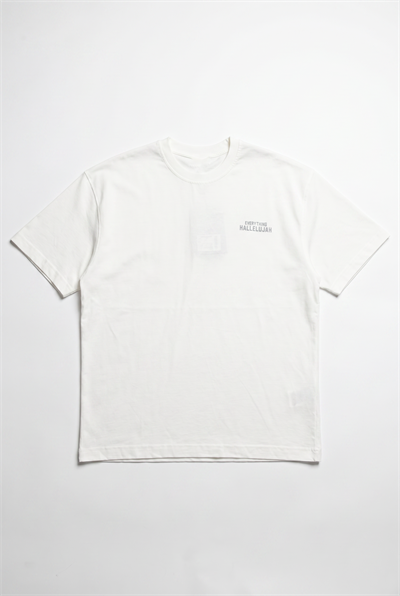 Erkek Hallelujah Baskılı Oversize T-Shirt Ekru