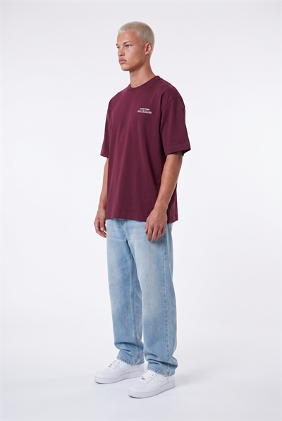 Erkek Hallelujah Baskılı Oversize T-Shirt Bordo