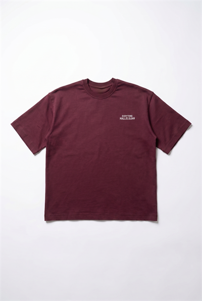Erkek Hallelujah Baskılı Oversize T-Shirt Bordo