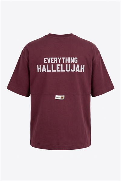 Erkek Hallelujah Baskılı Oversize T-Shirt Bordo