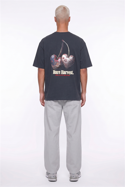Erkek Harvest Baskılı Oversize T-Shirt Siyah