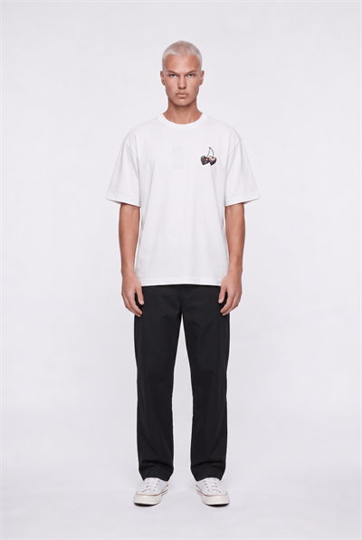 Erkek Harvest Baskılı Oversize T-Shirt Ekru