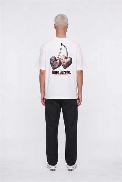 Erkek Harvest Baskılı Oversize T-Shirt Ekru