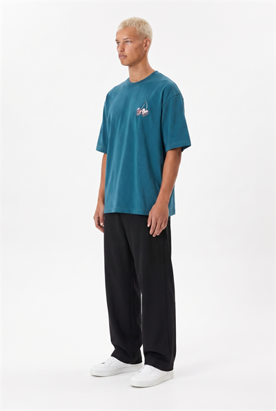 Erkek Harvest Baskılı Oversize T-Shirt Zümrüt