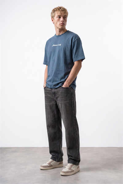 Erkek Hidden Self Baskılı Oversize T-Shirt Petrol