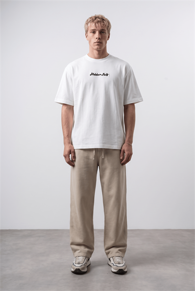 Erkek Hidden Self Baskılı Oversize T-Shirt Ekru