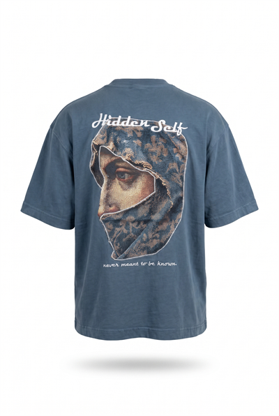 Erkek Hidden Self Baskılı Oversize T-Shirt Petrol