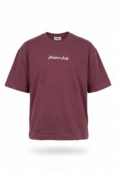 Erkek Hidden Self Baskılı Oversize T-Shirt Bordo