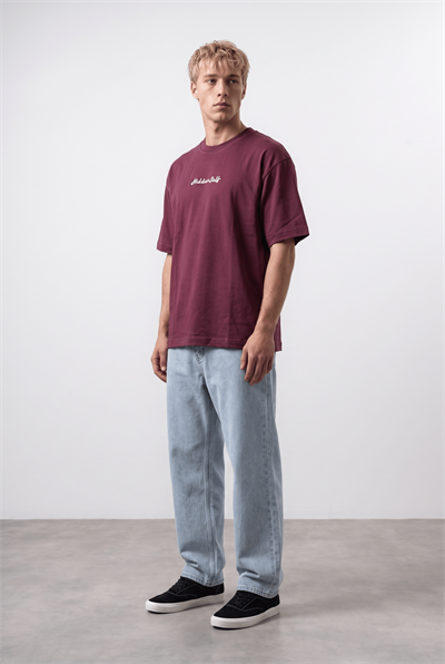 Erkek Hidden Self Baskılı Oversize T-Shirt Bordo