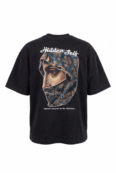 Erkek Hidden Self Baskılı Oversize T-Shirt Siyah
