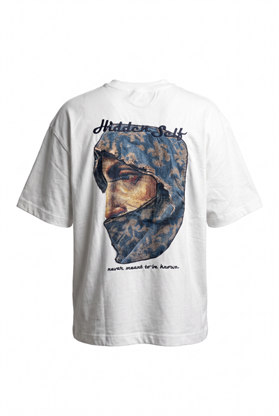 Erkek Hidden Self Baskılı Oversize T-Shirt Ekru