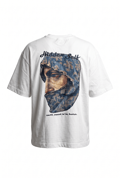 Erkek Hidden Self Baskılı Oversize T-Shirt Ekru