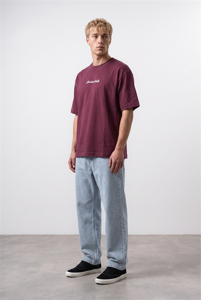 Erkek Hidden Self Baskılı Oversize T-Shirt Bordo