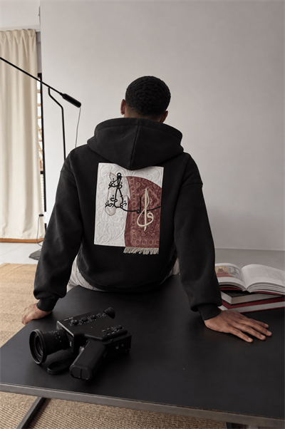 Erkek Horse Patch Detaylı Oversize Hoodie Siyah