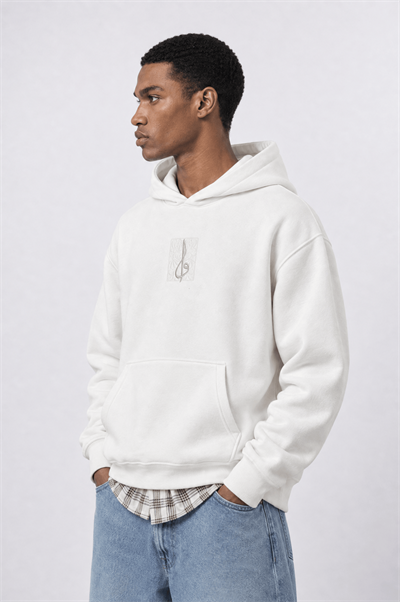Erkek Horse Patch Detaylı Oversize Hoodie Ekru