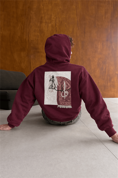 Erkek Horse Patch Detaylı Oversize Hoodie Bordo
