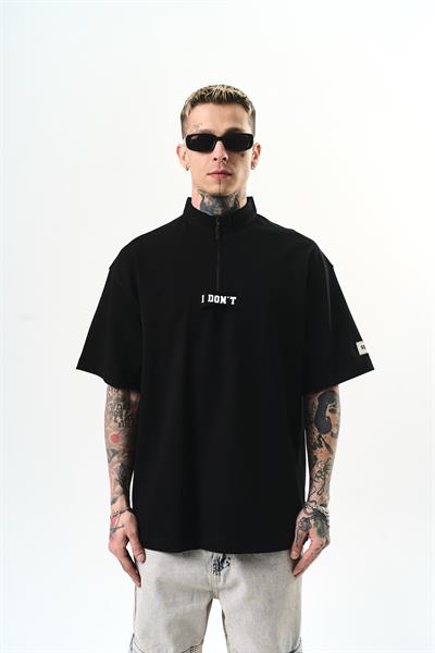 Erkek I Dont Nakışlı Oversize T-Shirt Siyah