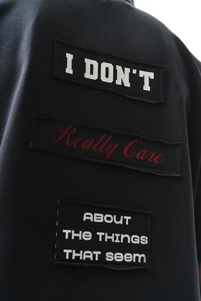 Erkek I Dont Nakışlı Oversize T-Shirt Füme