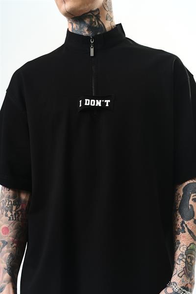 Erkek I Dont Nakışlı Oversize T-Shirt Siyah