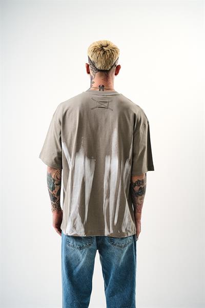 Erkek İmmortal Baskılı Oversize T-Shirt Gri
