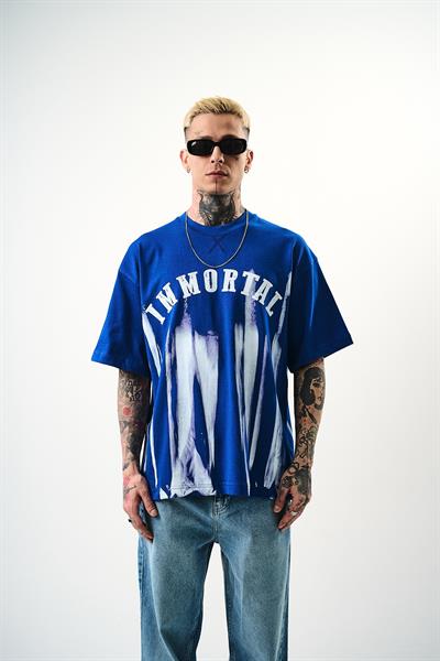 Erkek İmmortal Baskılı Oversize T-Shirt Saks