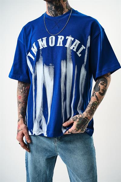 Erkek İmmortal Baskılı Oversize T-Shirt Saks