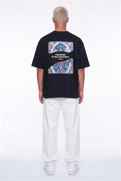 Erkek Itsbyzey Nakış Detaylı Oversize T-Shirt Siyah
