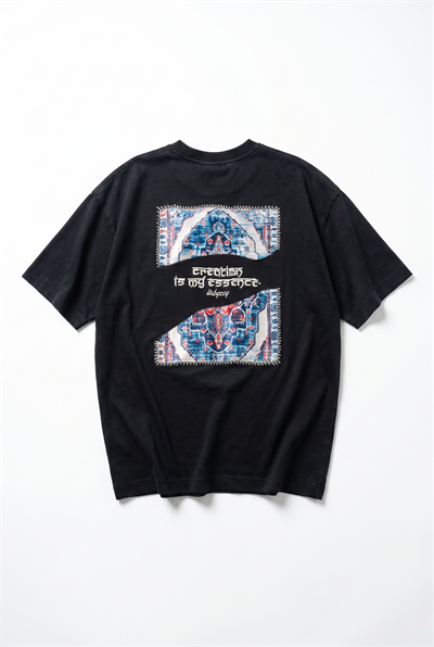 Erkek Itsbyzey Nakış Detaylı Oversize T-Shirt Siyah