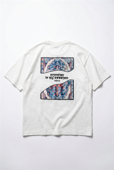 Erkek Itsbyzey Nakış Detaylı Oversize T-Shirt Ekru