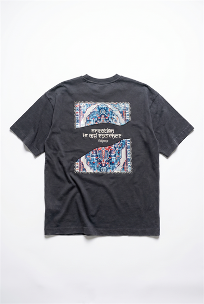 Erkek Itsbyzey Nakış Detaylı Oversize T-Shirt Füme