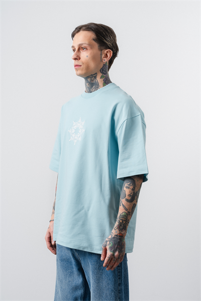 Erkek Itsbyzey Nakışlı Oversize T-Shirt Bebe Mavi
