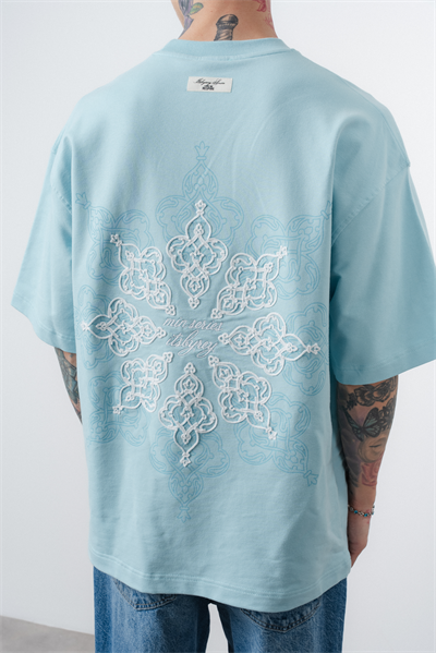 Erkek Itsbyzey Nakışlı Oversize T-Shirt Bebe Mavi
