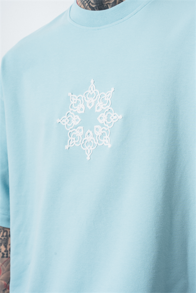 Erkek Itsbyzey Nakışlı Oversize T-Shirt Bebe Mavi