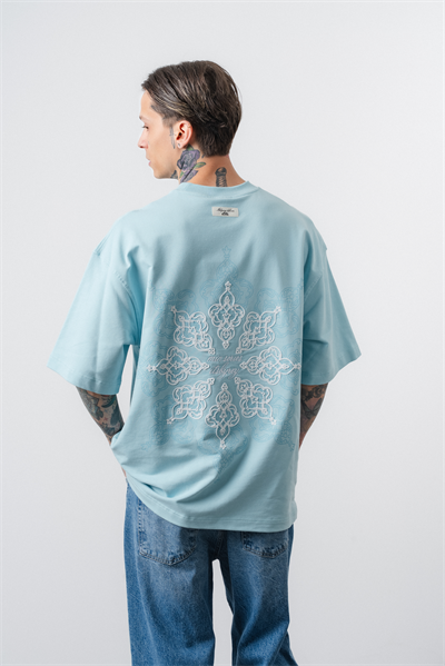 Erkek Itsbyzey Nakışlı Oversize T-Shirt Bebe Mavi