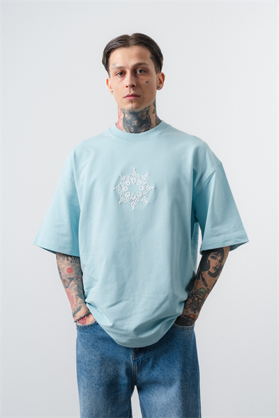 Erkek Itsbyzey Nakışlı Oversize T-Shirt Bebe Mavi