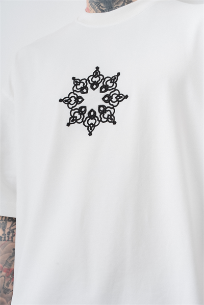 Erkek Itsbyzey Nakışlı Oversize T-Shirt Beyaz