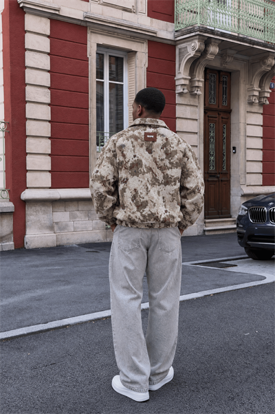 Erkek Jakarlı Oversize Bomber Ceket Bej