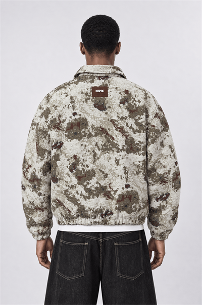 Erkek Jakarlı Oversize Bomber Ceket Bej