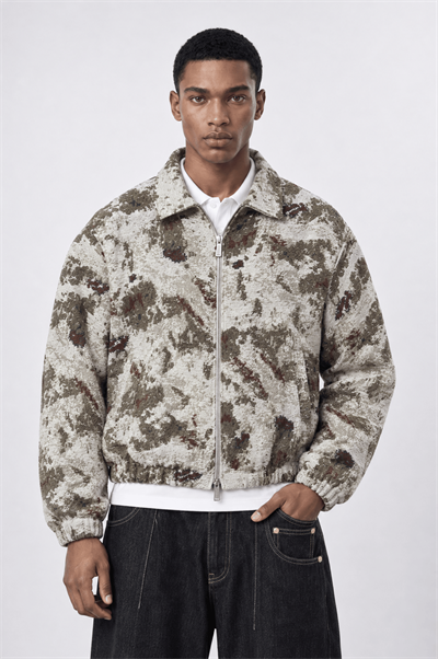 Erkek Jakarlı Oversize Bomber Ceket Bej