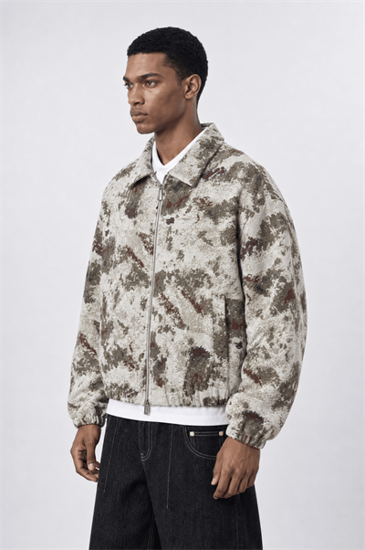Erkek Jakarlı Oversize Bomber Ceket Bej